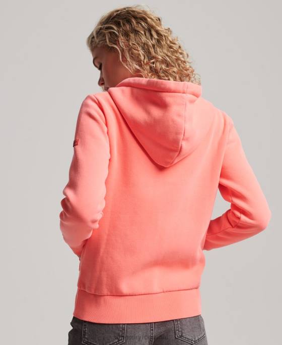 Superdry hanorac cu fermoar neon logo vintage îmbrăcăminte coral femei JX0Z2065