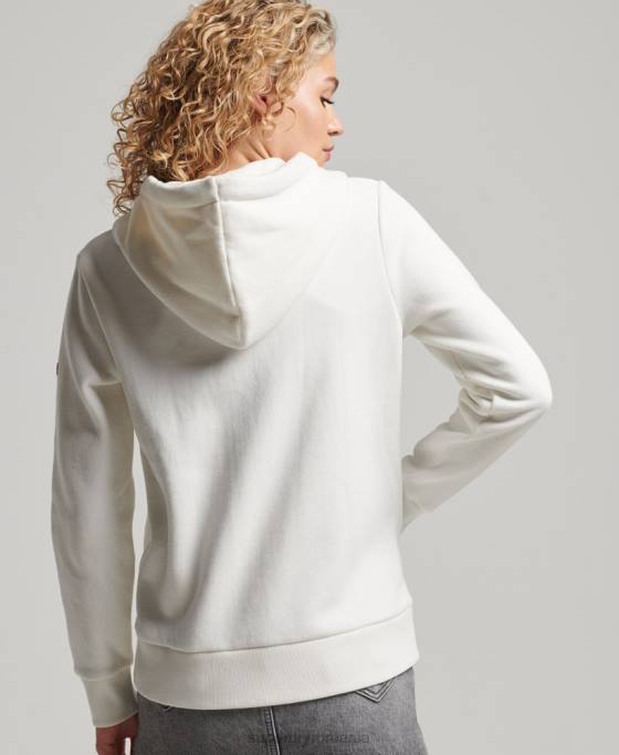 Superdry hanorac cu fermoar neon logo vintage îmbrăcăminte cremă femei JX0Z2252