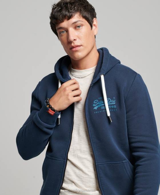 Superdry hanorac cu fermoar neon logo vintage îmbrăcăminte marina bărbați JX0Z456