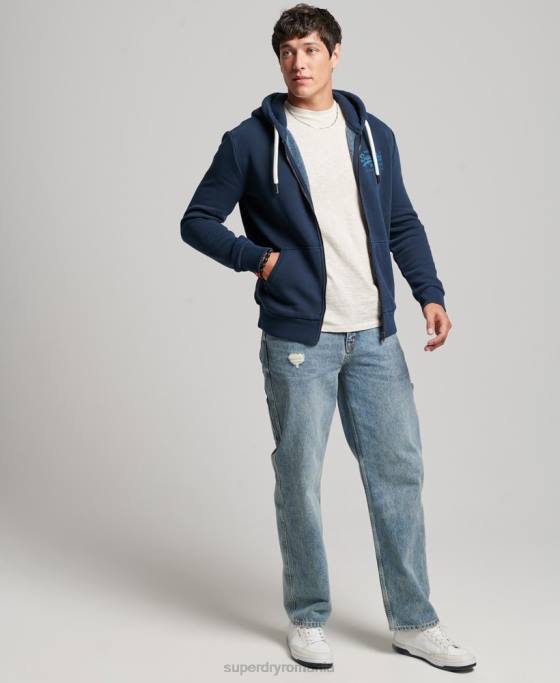 Superdry hanorac cu fermoar neon logo vintage îmbrăcăminte marina bărbați JX0Z456