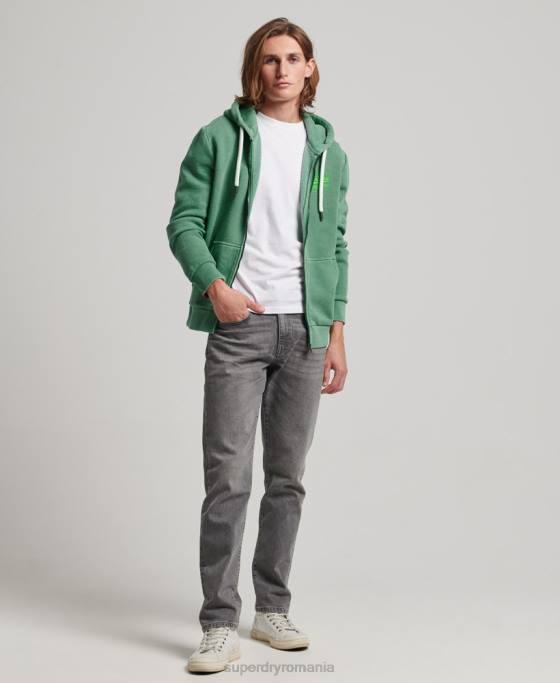 Superdry hanorac cu fermoar neon logo vintage îmbrăcăminte verde bărbați JX0Z462