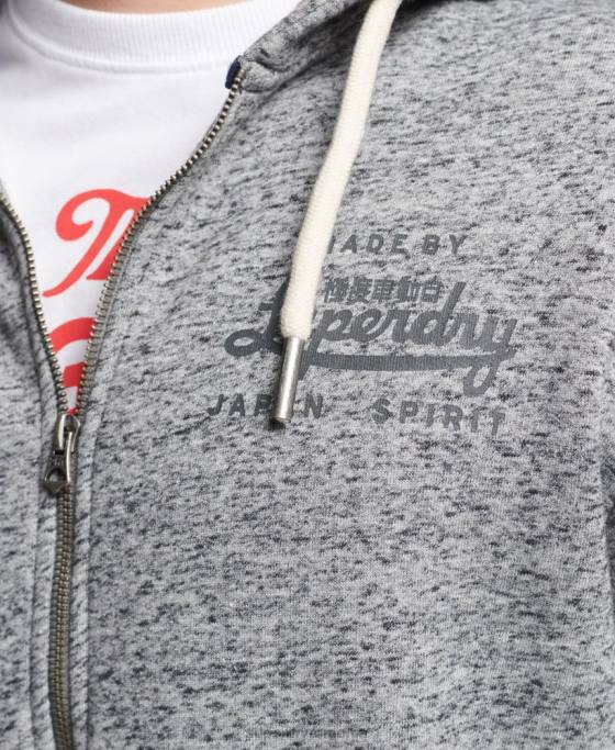 Superdry hanorac cu fermoar pentru colegiu în stil script îmbrăcăminte gri deschis bărbați JX0Z892