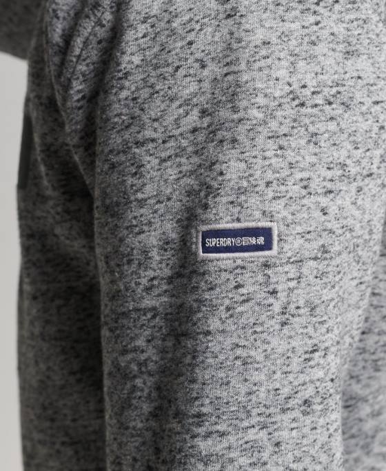 Superdry hanorac cu fermoar pentru colegiu în stil script îmbrăcăminte gri deschis bărbați JX0Z892