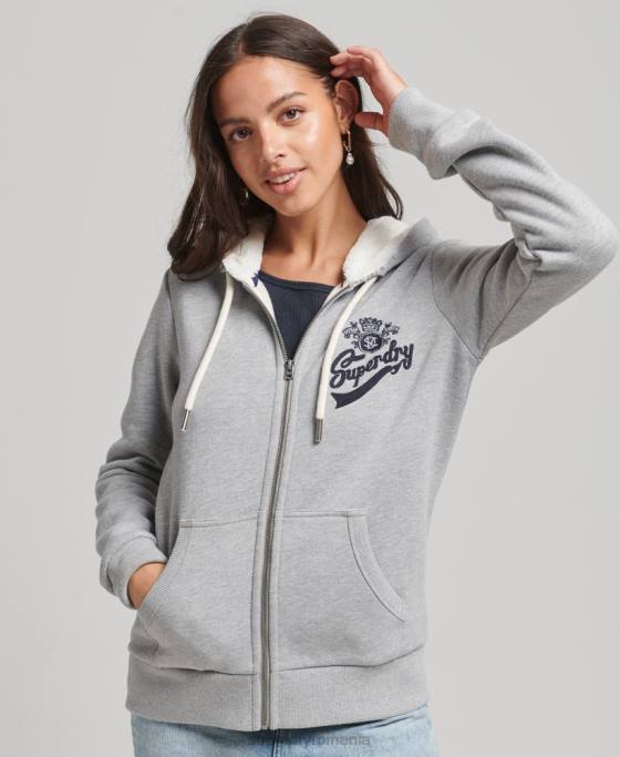 Superdry hanorac cu fermoar pride and craft îmbrăcăminte gri femei JX0Z6154