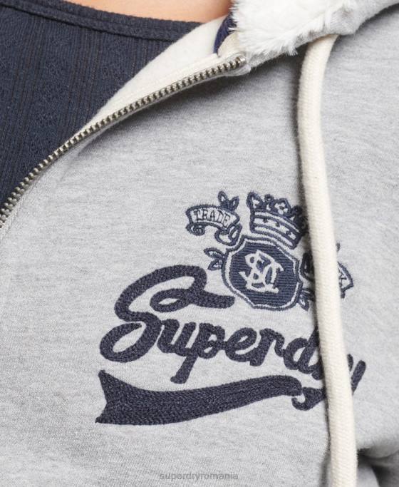 Superdry hanorac cu fermoar pride and craft îmbrăcăminte gri femei JX0Z6154