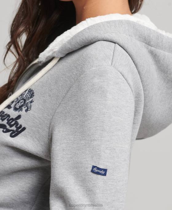 Superdry hanorac cu fermoar pride and craft îmbrăcăminte gri femei JX0Z6154