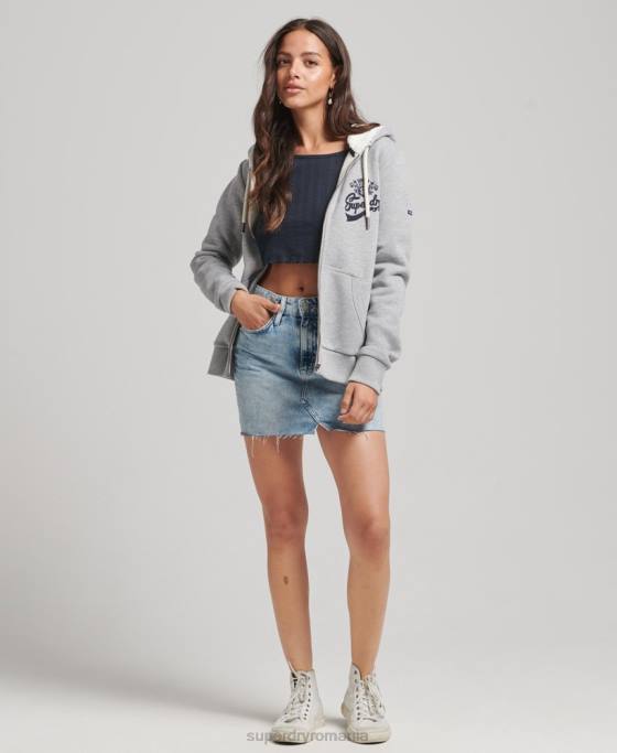 Superdry hanorac cu fermoar pride and craft îmbrăcăminte gri femei JX0Z6154