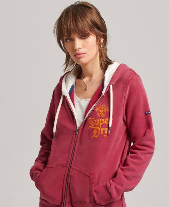 Superdry hanorac cu fermoar pride and craft îmbrăcăminte roșu femei JX0Z6005