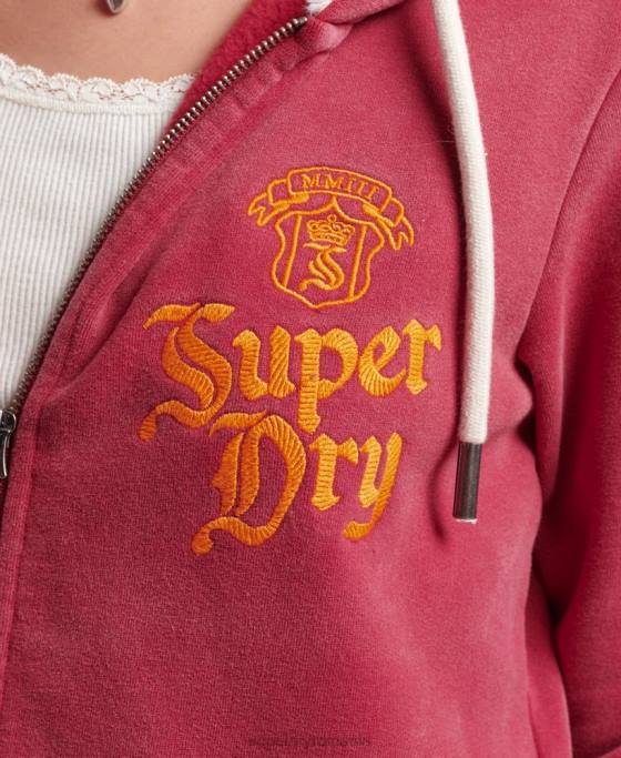 Superdry hanorac cu fermoar pride and craft îmbrăcăminte roșu femei JX0Z6005