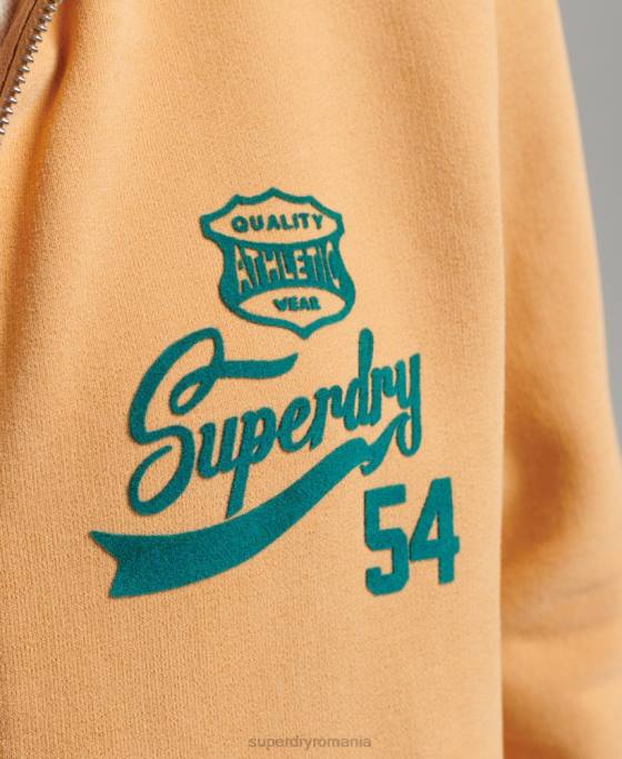 Superdry hanorac cu fermoar script college îmbrăcăminte galben femei JX0Z3498
