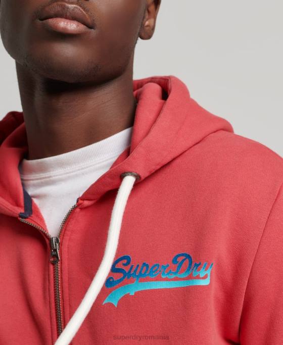 Superdry hanorac cu fermoar sezonier cu logo vintage îmbrăcăminte roșu bărbați JX0Z6476