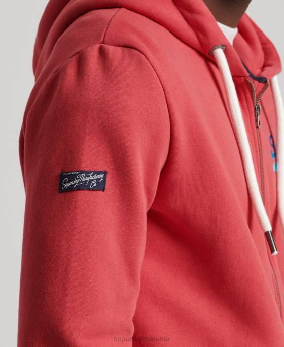 Superdry hanorac cu fermoar sezonier cu logo vintage îmbrăcăminte roșu bărbați JX0Z6476