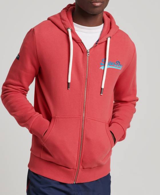 Superdry hanorac cu fermoar sezonier cu logo vintage îmbrăcăminte roșu bărbați JX0Z6476