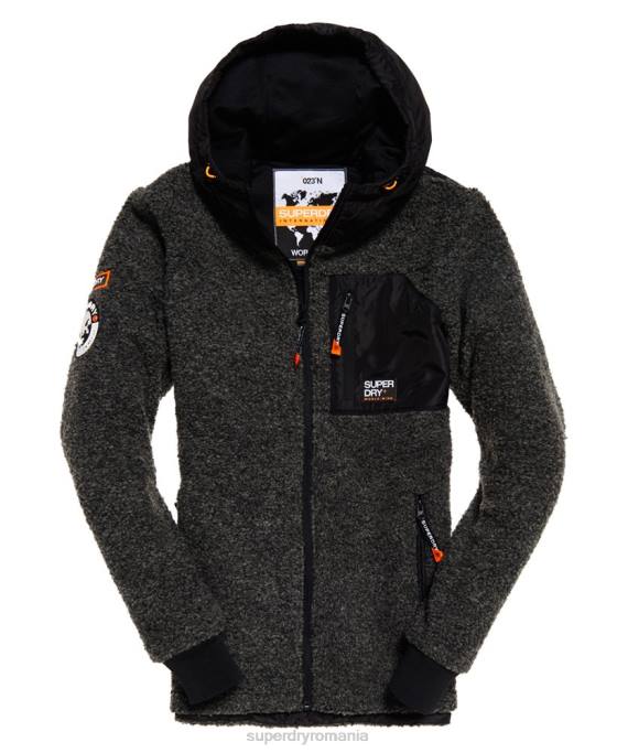 Superdry hanorac cu fermoar sherpa de munte îmbrăcăminte gri inchis bărbați JX0Z5219