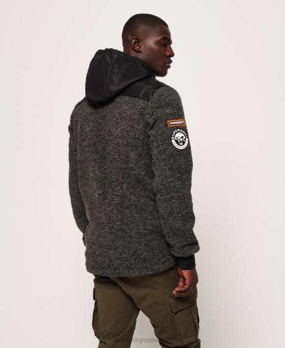 Superdry hanorac cu fermoar sherpa de munte îmbrăcăminte gri inchis bărbați JX0Z5219