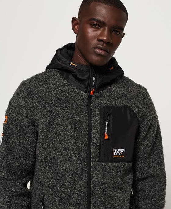 Superdry hanorac cu fermoar sherpa de munte îmbrăcăminte gri inchis bărbați JX0Z5219