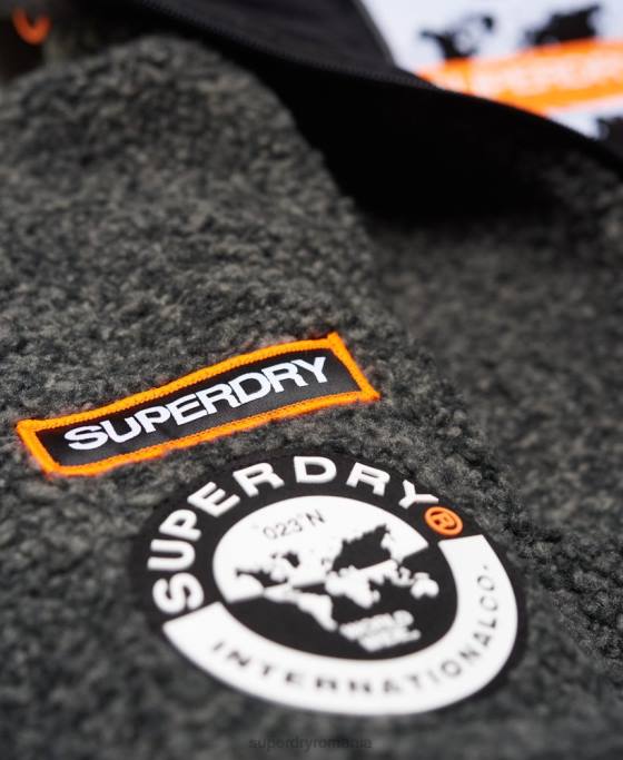 Superdry hanorac cu fermoar sherpa de munte îmbrăcăminte gri inchis bărbați JX0Z5219