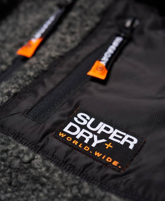 Superdry hanorac cu fermoar sherpa de munte îmbrăcăminte gri inchis bărbați JX0Z5219