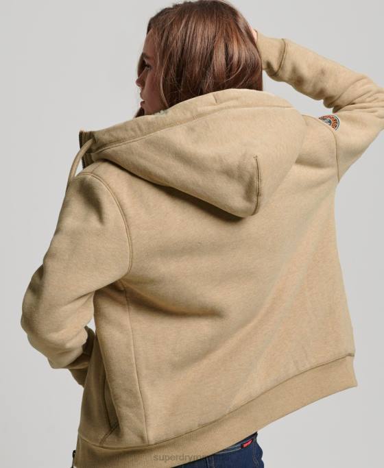 Superdry hanorac cu fermoar urs borg din bumbac organic îmbrăcăminte bronzat femei JX0Z5793