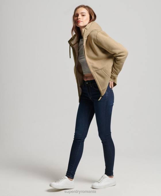 Superdry hanorac cu fermoar urs borg din bumbac organic îmbrăcăminte bronzat femei JX0Z5793