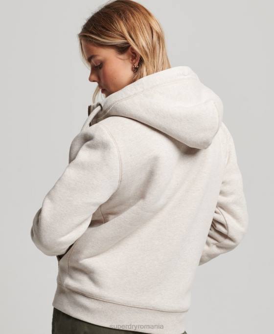 Superdry hanorac cu fermoar urs borg din bumbac organic îmbrăcăminte gri deschis femei JX0Z6093