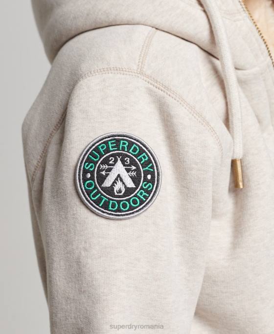 Superdry hanorac cu fermoar urs borg din bumbac organic îmbrăcăminte gri deschis femei JX0Z6093