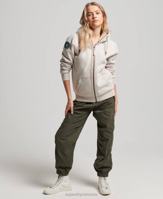 Superdry hanorac cu fermoar urs borg din bumbac organic îmbrăcăminte gri deschis femei JX0Z6093