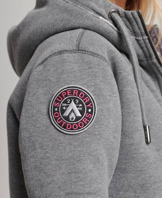 Superdry hanorac cu fermoar urs borg din bumbac organic îmbrăcăminte gri femei JX0Z5991