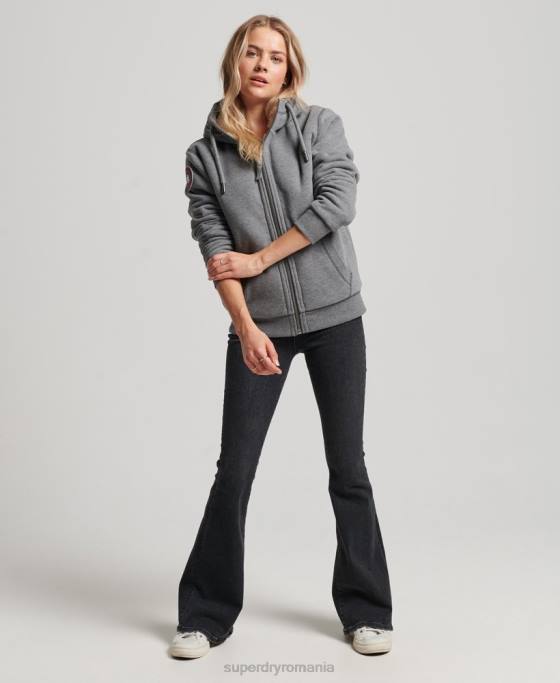Superdry hanorac cu fermoar urs borg din bumbac organic îmbrăcăminte gri femei JX0Z5991