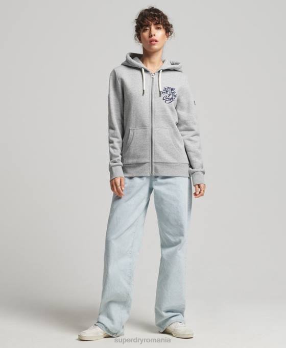 Superdry hanorac cu fermoar vintage pride in craft îmbrăcăminte gri femei JX0Z3501