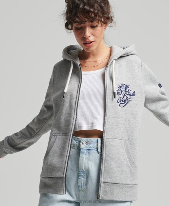 Superdry hanorac cu fermoar vintage pride in craft îmbrăcăminte gri femei JX0Z3501