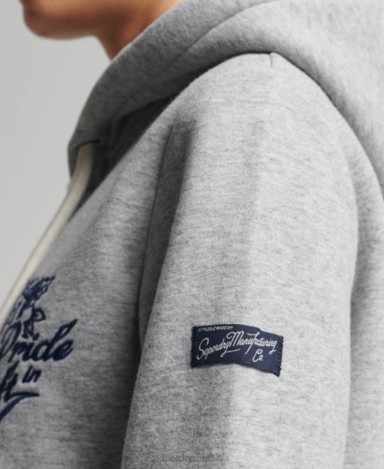 Superdry hanorac cu fermoar vintage pride in craft îmbrăcăminte gri femei JX0Z3501