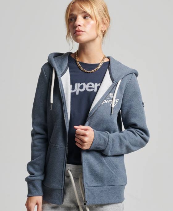 Superdry hanorac cu fermoar vintage pride in craft îmbrăcăminte marina femei JX0Z6123
