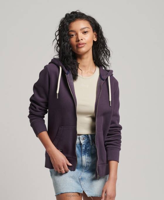 Superdry hanorac cu fermoar împodobit cu logo vintage îmbrăcăminte Violet femei JX0Z3305
