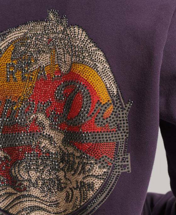 Superdry hanorac cu fermoar împodobit cu logo vintage îmbrăcăminte Violet femei JX0Z3305