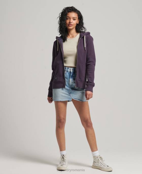 Superdry hanorac cu fermoar împodobit cu logo vintage îmbrăcăminte Violet femei JX0Z3305