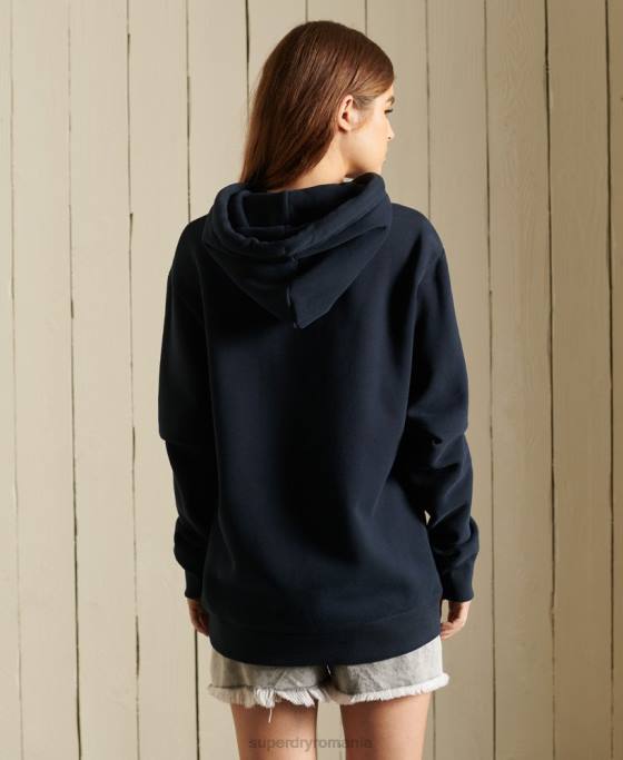 Superdry hanorac cu glugă brodat cu logo vintage loose fit îmbrăcăminte marina femei JX0Z6060