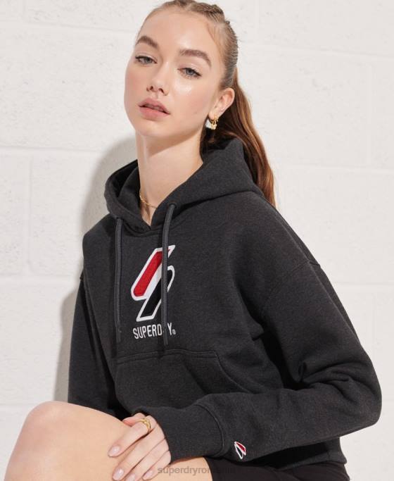 Superdry hanorac cu glugă clasic sportstyle îmbrăcăminte gri inchis femei JX0Z3497