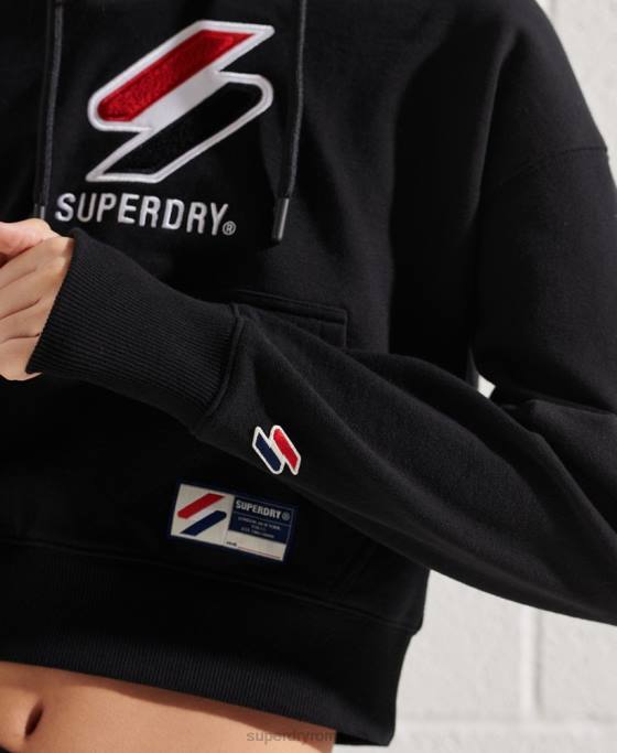 Superdry hanorac cu glugă clasic sportstyle îmbrăcăminte negru femei JX0Z3496