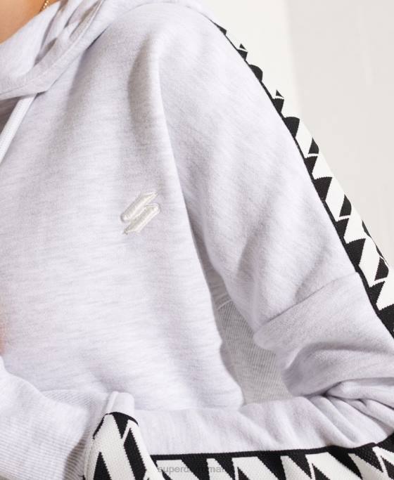 Superdry hanorac cu glugă cu bandă și logo cod îmbrăcăminte gri deschis femei JX0Z6147