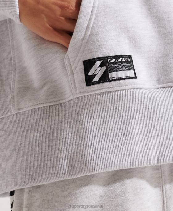 Superdry hanorac cu glugă cu bandă și logo cod îmbrăcăminte gri deschis femei JX0Z6147