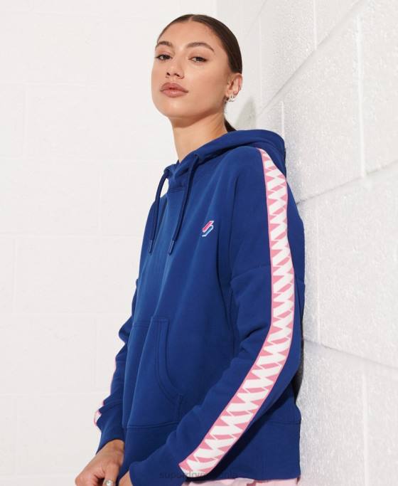 Superdry hanorac cu glugă cu bandă și logo cod îmbrăcăminte marina femei JX0Z6000