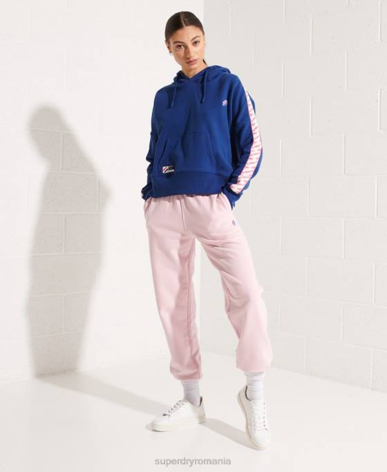 Superdry hanorac cu glugă cu bandă și logo cod îmbrăcăminte marina femei JX0Z6000