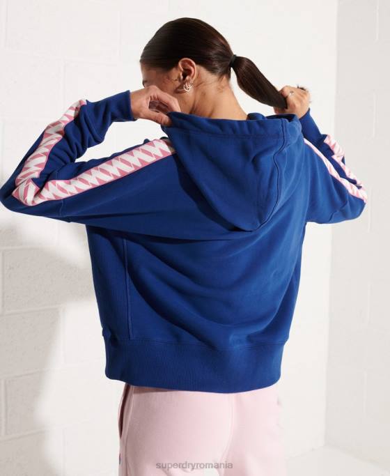 Superdry hanorac cu glugă cu bandă și logo cod îmbrăcăminte marina femei JX0Z6000