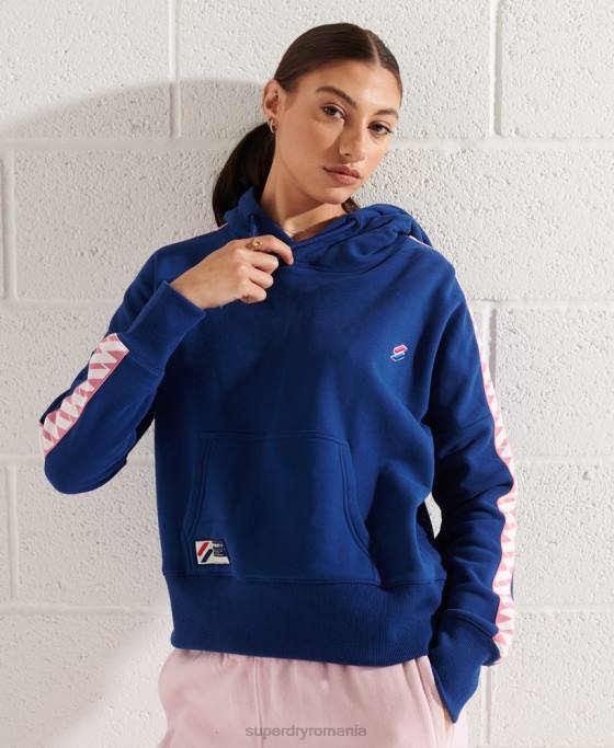 Superdry hanorac cu glugă cu bandă și logo cod îmbrăcăminte marina femei JX0Z6000