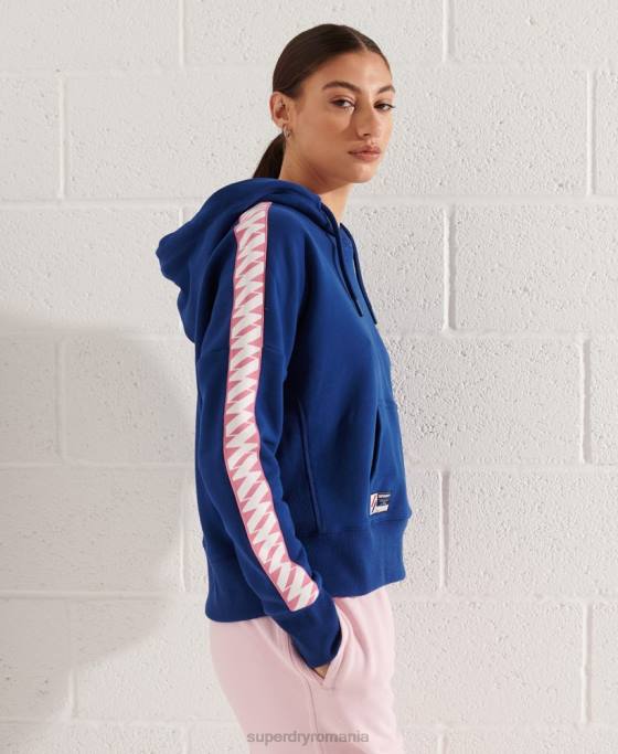 Superdry hanorac cu glugă cu bandă și logo cod îmbrăcăminte marina femei JX0Z6000