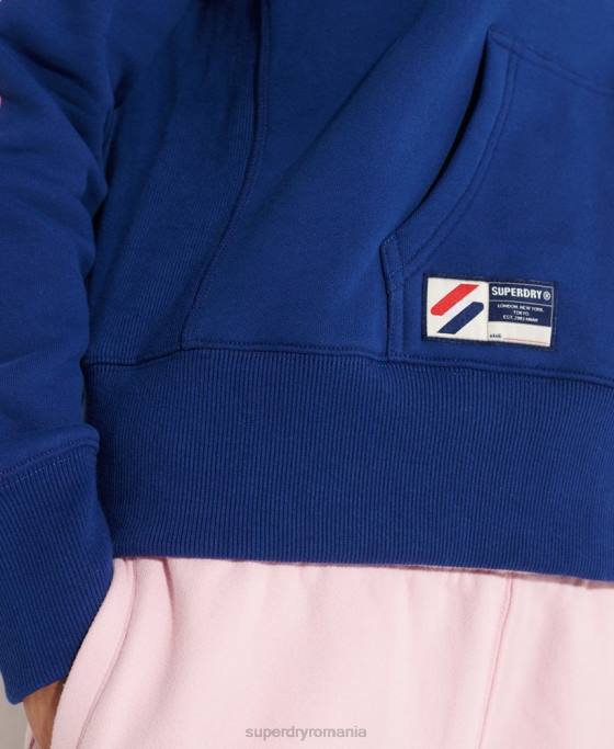 Superdry hanorac cu glugă cu bandă și logo cod îmbrăcăminte marina femei JX0Z6000