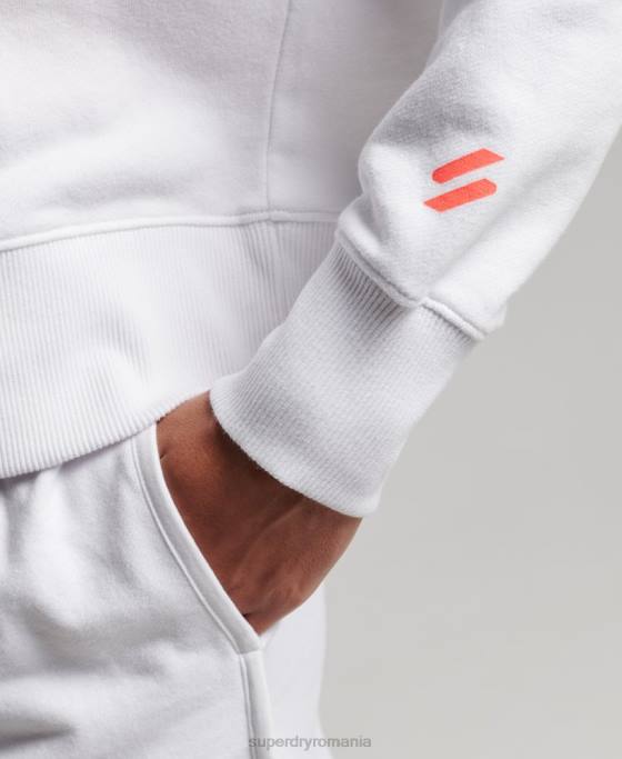 Superdry hanorac cu glugă cu crop box sport de bază îmbrăcăminte alb femei JX0Z3359