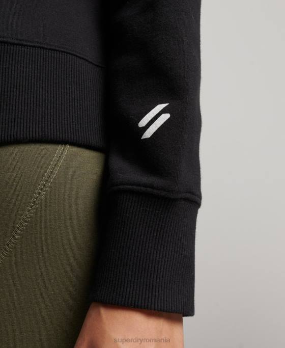 Superdry hanorac cu glugă cu crop box sport de bază îmbrăcăminte negru femei JX0Z2302