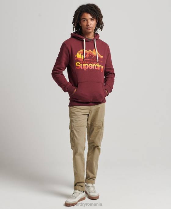 Superdry hanorac cu glugă cu logo vintage grozav în aer liber îmbrăcăminte roșu bărbați JX0Z5009